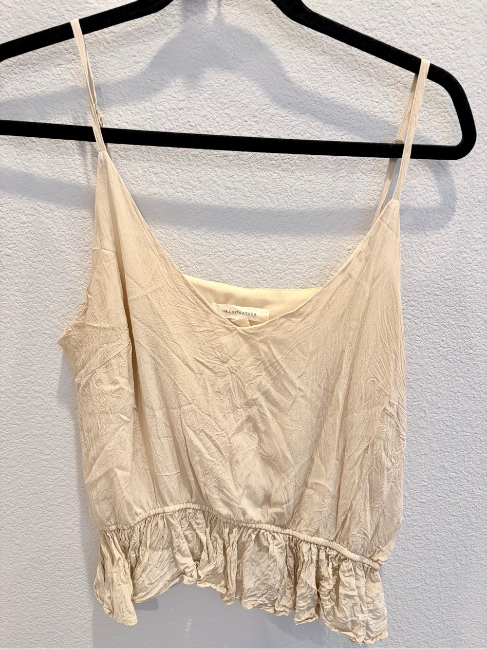 Sandwashed Cream Ruffle Hem Tank Top